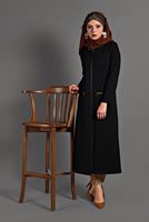 Tesettür giyim SİYAH  PETEK KUMAŞ FERMUARLI TRENÇKOT 35157