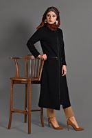 Tesettür giyim SİYAH  PETEK KUMAŞ FERMUARLI TRENÇKOT 35157