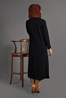 Tesettür giyim SİYAH  PETEK KUMAŞ FERMUARLI TRENÇKOT 35157