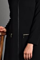 Tesettür giyim SİYAH  PETEK KUMAŞ FERMUARLI TRENÇKOT 35157