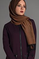 Tesettür giyim BORDO  PETEK KUMAŞ FERMUARLI TRENÇKOT 35157