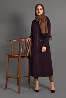 Tesettür giyim BORDO  PETEK KUMAŞ FERMUARLI TRENÇKOT 35157