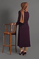 Tesettür giyim BORDO  PETEK KUMAŞ FERMUARLI TRENÇKOT 35157