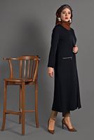 Tesettür giyim LACİVERT  PETEK KUMAŞ FERMUARLI TRENÇKOT 35157