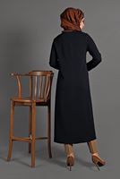 Tesettür giyim LACİVERT  PETEK KUMAŞ FERMUARLI TRENÇKOT 35157