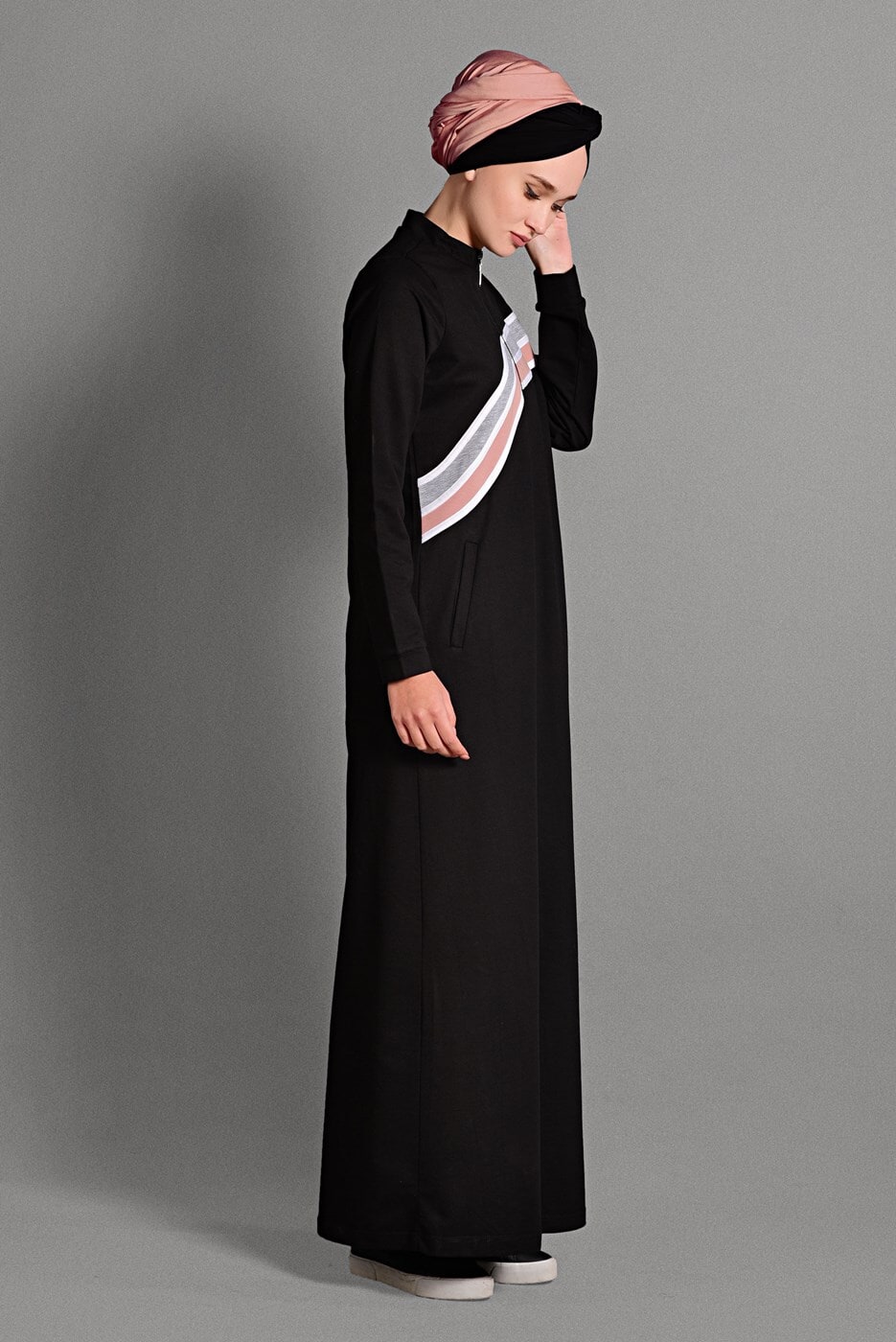 Hijab clothing BLACK ZIPPED SPORT TOPCOAT 0128 