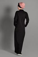 Hijab clothing BLACK ZIPPED SPORT TOPCOAT 0128 