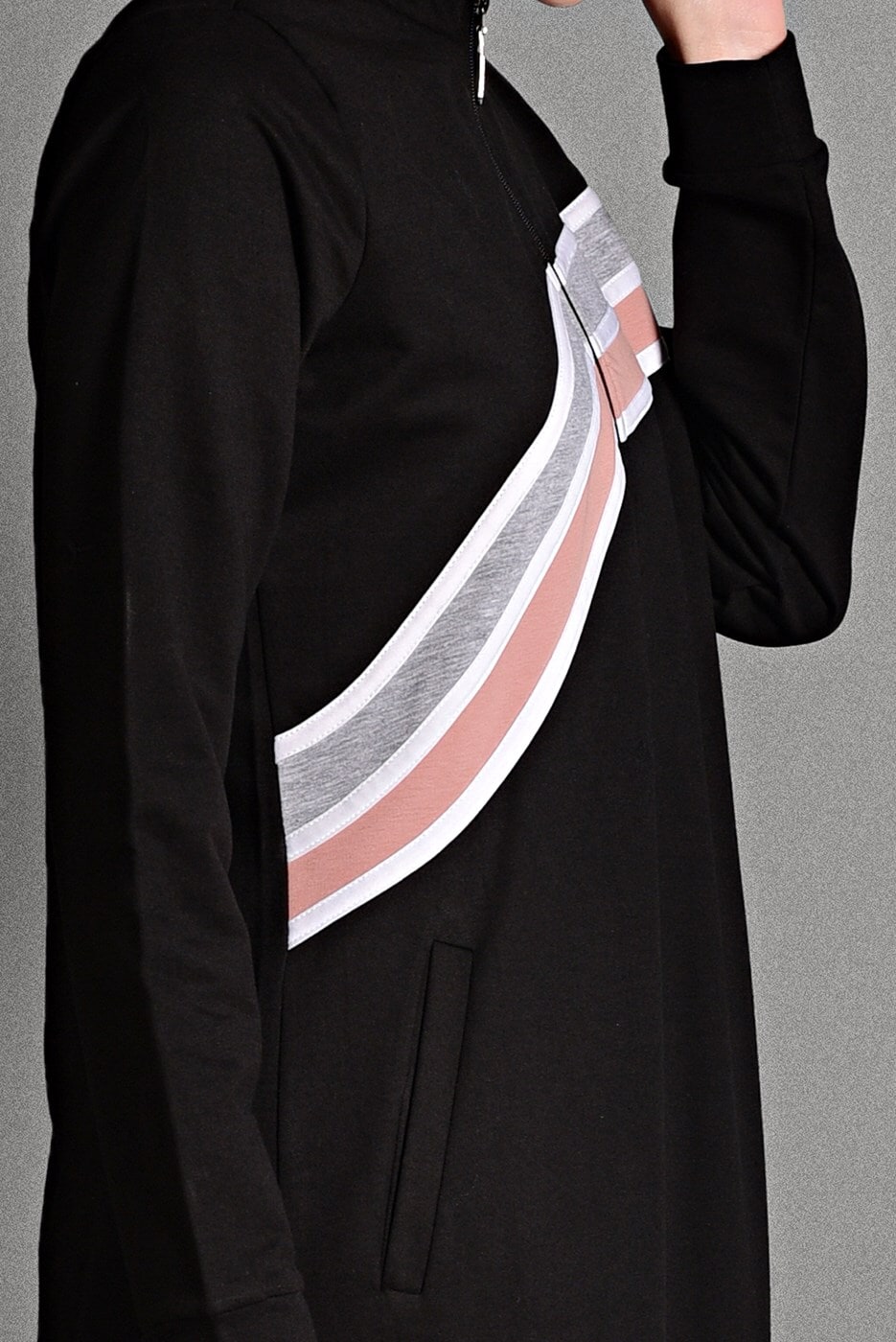 Hijab clothing BLACK ZIPPED SPORT TOPCOAT 0128 