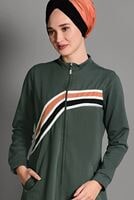 Vêtements hijab KAKI PARDESSU SPORT À ZIPPÉ 0128