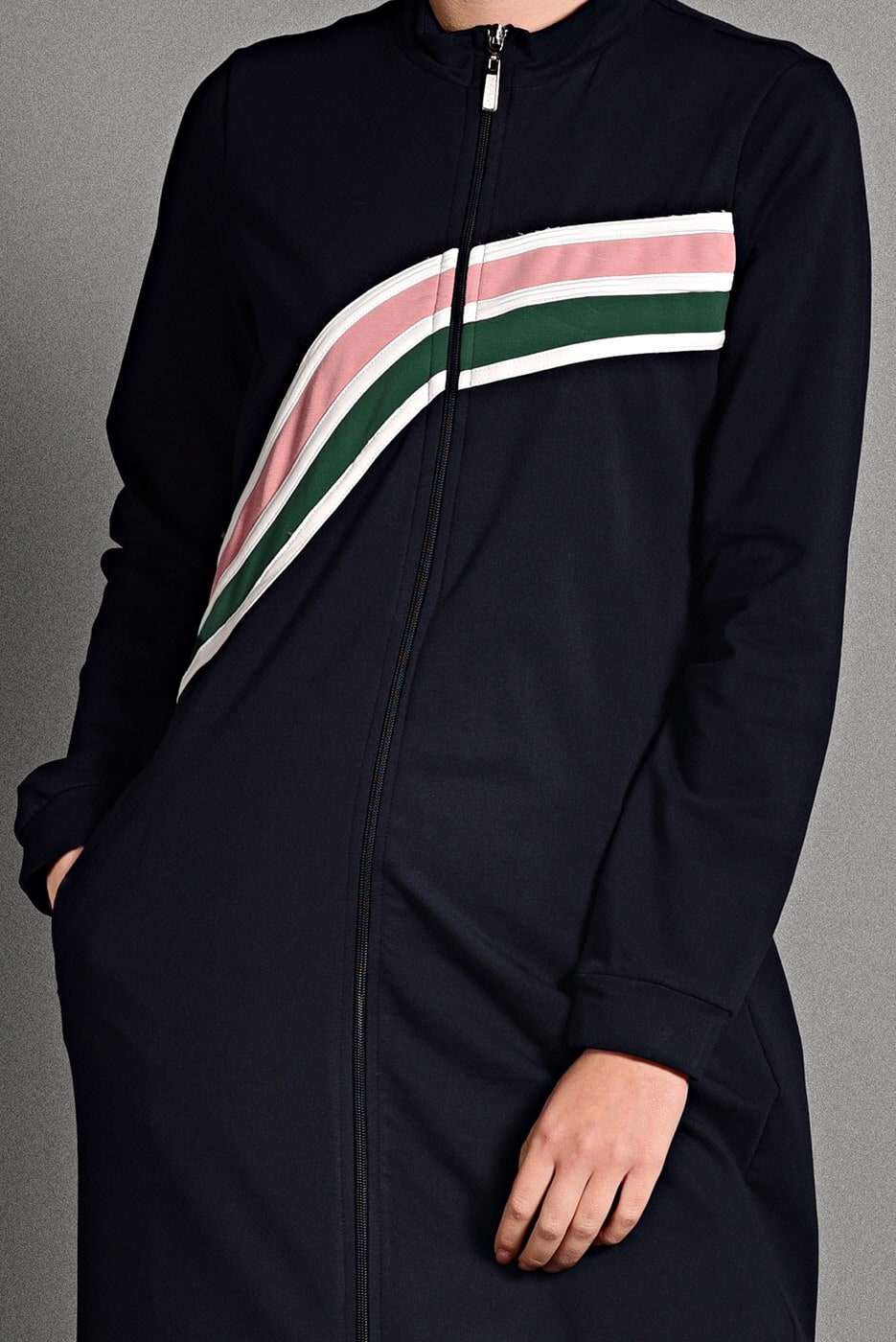 Hijab clothing NAVY BLUE ZIPPED SPORT TOPCOAT 0128 