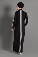 Tesettür giyim SİYAH FERMUARLI ÇİZGİ DETAYLI SPOR FERACE 8028 