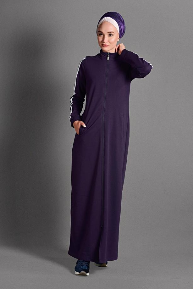 Vêtements hijab  ZIPPED STRIPPED SPORT TOPCOAT 8028  - TRENDTESETTÜR