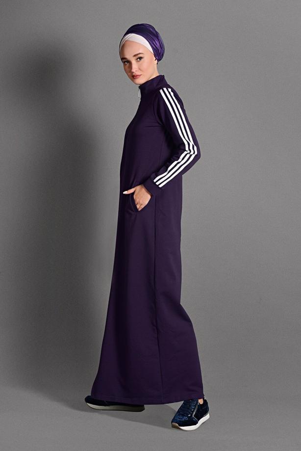 Vêtements hijab  ZIPPED STRIPPED SPORT TOPCOAT 8028  - TRENDTESETTÜR