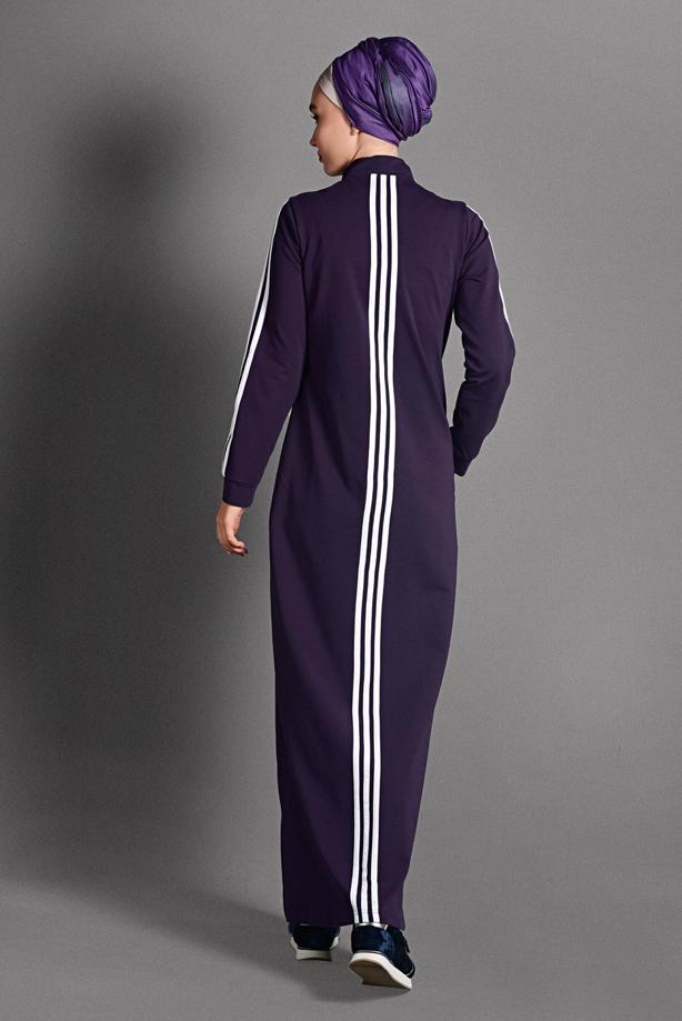 Vêtements hijab  ZIPPED STRIPPED SPORT TOPCOAT 8028  - TRENDTESETTÜR