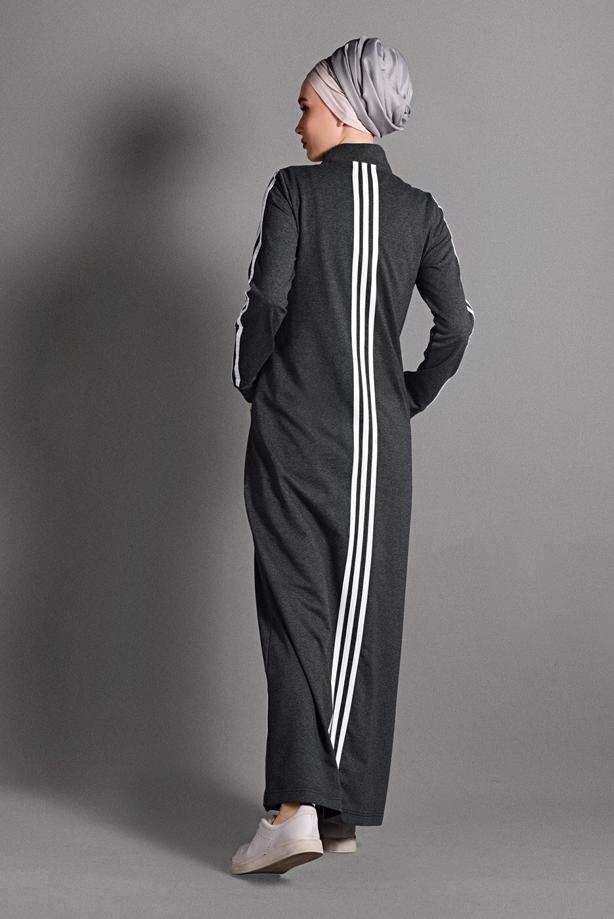 Vêtements hijab  ZIPPED STRIPPED SPORT TOPCOAT 8028  - TRENDTESETTÜR