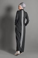 Vêtements hijab GRIS PARDESSU SPORT ZIPPÉ À RAYURES 8028