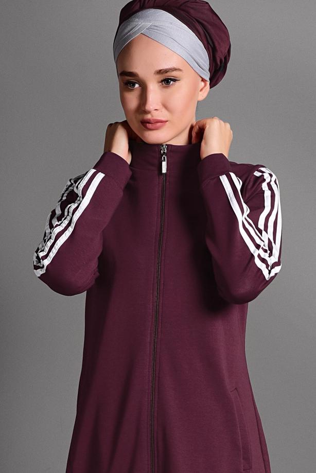 Vêtements hijab  ZIPPED STRIPPED SPORT TOPCOAT 8028  - TRENDTESETTÜR