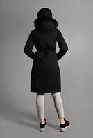 Tesettür giyim SİYAH KAPÜŞONLU FERMUAR DETAYLI KABAN  053 