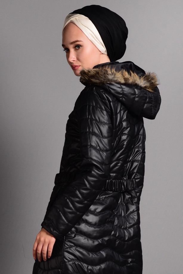 Vêtements hijab  HOODED LONG PUFFER COAT 4391 - TRENDTESETTÜR