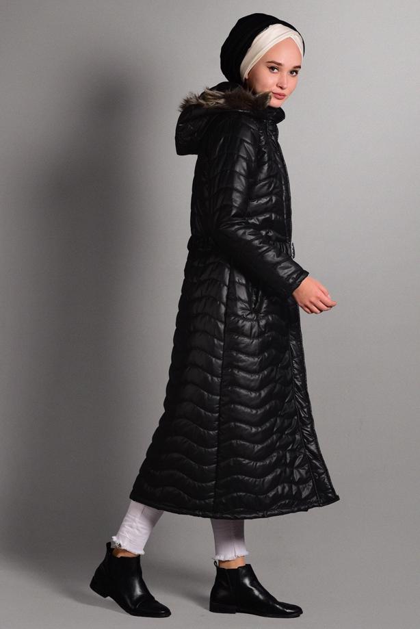 Vêtements hijab  HOODED LONG PUFFER COAT 4391 - TRENDTESETTÜR