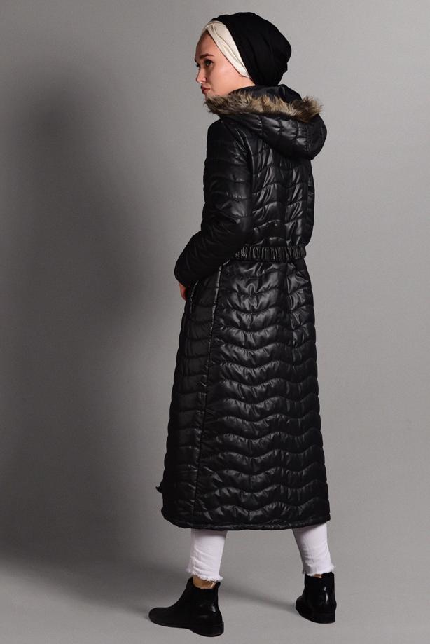 Vêtements hijab  HOODED LONG PUFFER COAT 4391 - TRENDTESETTÜR