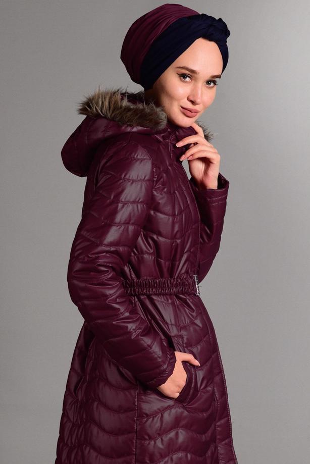 Vêtements hijab  HOODED LONG PUFFER COAT 4391 - TRENDTESETTÜR