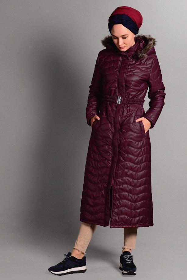 Vêtements hijab  HOODED LONG PUFFER COAT 4391 - TRENDTESETTÜR