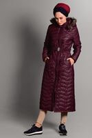 Vêtements hijab ROUGE BORDEAUX MANTEAU LONG À BOUFFANT AVEC CAPUCHE 4391 