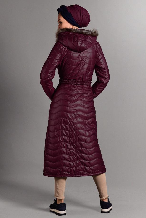 Vêtements hijab  HOODED LONG PUFFER COAT 4391 - TRENDTESETTÜR
