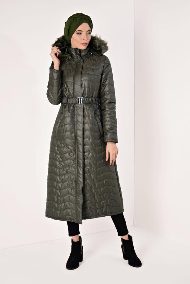 Vêtements hijab  HOODED LONG PUFFER COAT 4391 - TRENDTESETTÜR