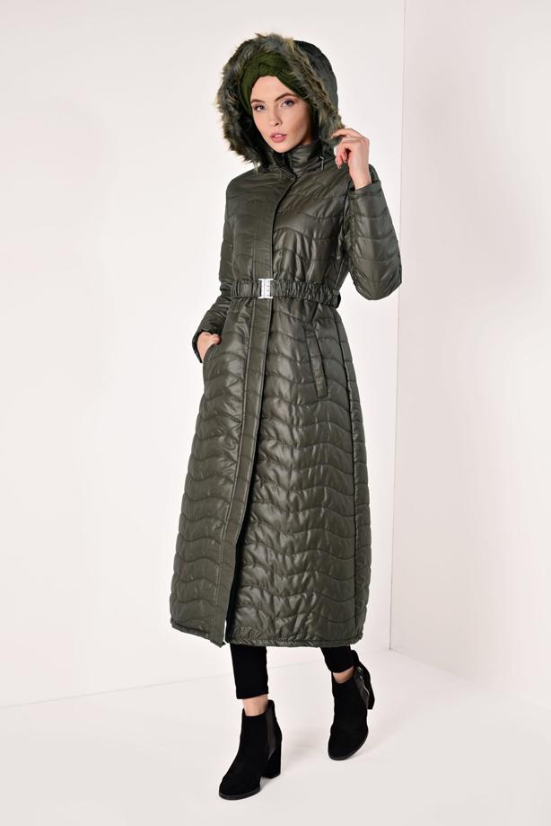 Vêtements hijab  HOODED LONG PUFFER COAT 4391 - TRENDTESETTÜR