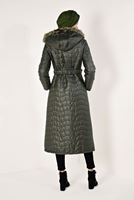 Vêtements hijab KAKI MANTEAU LONG À BOUFFANT AVEC CAPUCHE 4391 