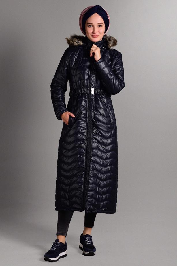 Vêtements hijab  HOODED LONG PUFFER COAT 4391 - TRENDTESETTÜR