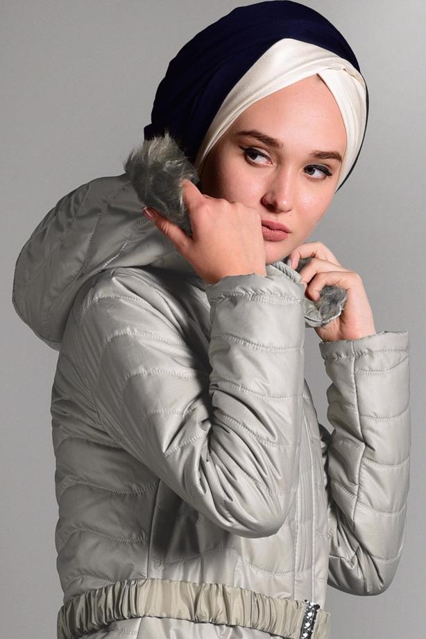 Vêtements hijab  HOODED LONG PUFFER COAT 4391 - TRENDTESETTÜR