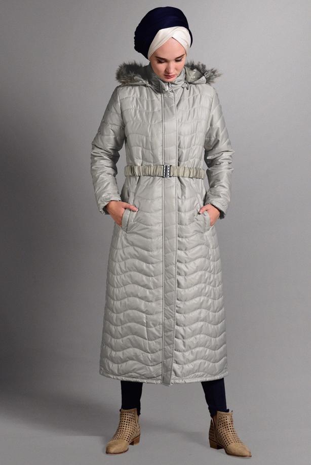 Vêtements hijab  HOODED LONG PUFFER COAT 4391 - TRENDTESETTÜR