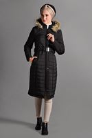 Hijab clothing BLACK BELTED PUFFER COAT 4502 
