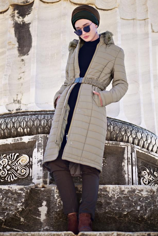 Vêtements hijab  BELTED PUFFER COAT 4502  - TRENDTESETTÜR