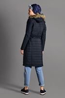 Hijab clothing NAVY BLUE BELTED PUFFER COAT 4502 