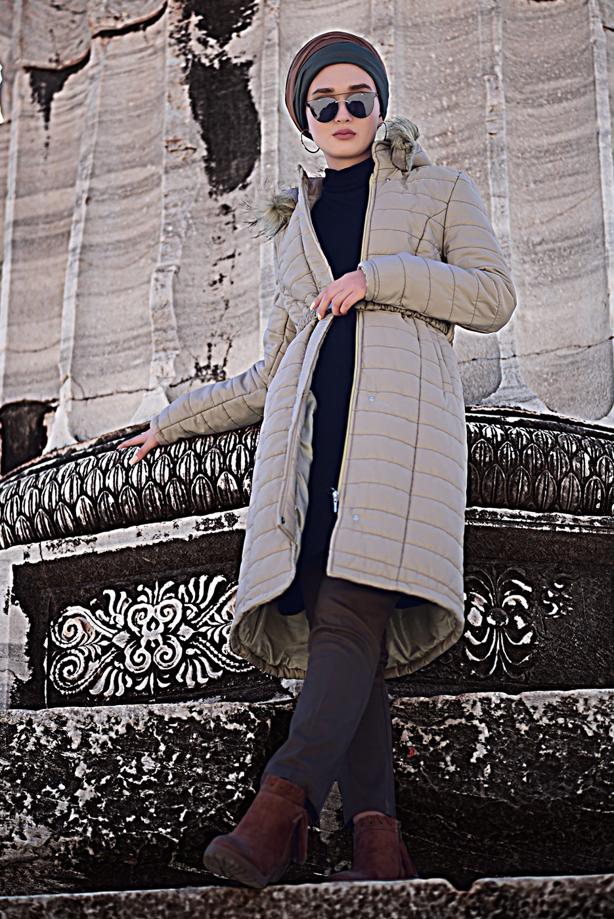 Vêtements hijab  BELTED PUFFER COAT 4502  - TRENDTESETTÜR