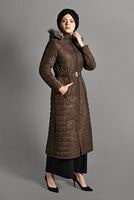 Hijab clothing TABA HOODED NUBUCK COAT 5691 