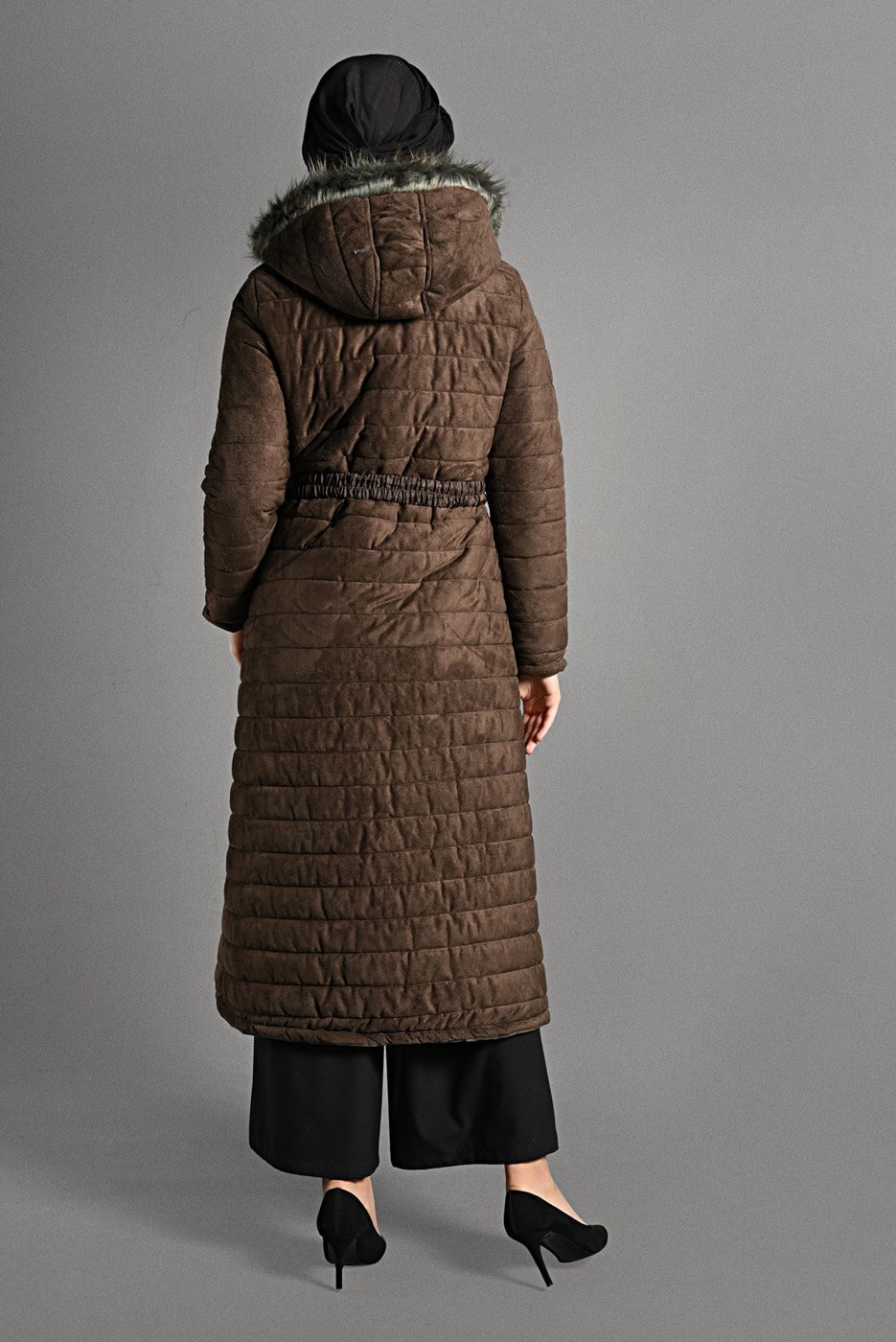 Hijab clothing TABA HOODED NUBUCK COAT 5691 