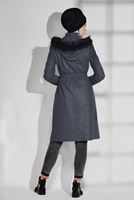 Tesettür giyim GRİ KÜRKLÜ CEP DETAYLI KABAN 9636