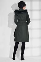 Tesettür giyim HAKİ KÜRKLÜ CEP DETAYLI KABAN 9636