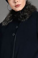 Tesettür giyim LACİVERT KÜRK YAKA DÜĞMELİ KAŞE KABAN 9670