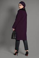 Tesettür giyim MÜRDÜM KÜRK YAKA DÜĞMELİ KAŞE KABAN 9670