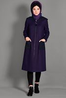 Tesettür giyim MOR FERMUARLI CEP DETAYLI KABAN 9683 