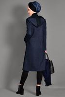 Tesettür giyim LACİVERT FERMUARLI CEP DETAYLI KABAN 9683 