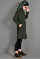 Tesettür giyim HAKİ HAKİM YAKA KAŞE KABAN 9687