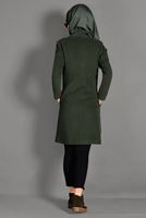 Tesettür giyim HAKİ HAKİM YAKA KAŞE KABAN 9687