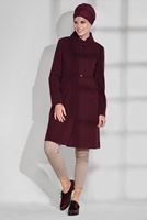 Tesettür giyim BORDO HAKİM YAKA KAŞE KABAN 9687